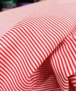 Kırmızı Beyaz Çizgili Poplin Kumaş AYT