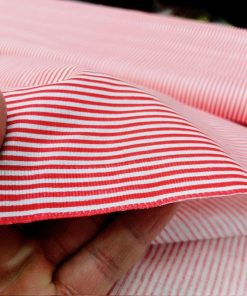 Kırmızı Beyaz Çizgili Poplin Kumaş AYT