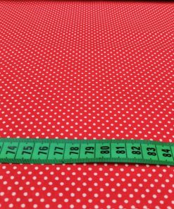 Kırmızı Beyaz Puantiyeli Poplin Kumaş AYT
