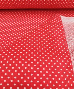 Kırmızı Beyaz Puantiyeli Poplin Kumaş AYT
