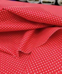 Kırmızı Beyaz Puantiyeli Poplin Kumaş AYT