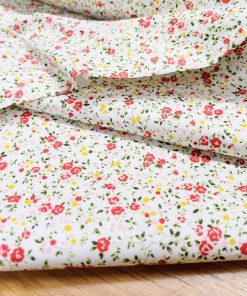 Kırmızı Minik Çiçekli Poplin Kumaş AYT