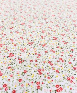 Kırmızı Minik Çiçekli Poplin Kumaş AYT