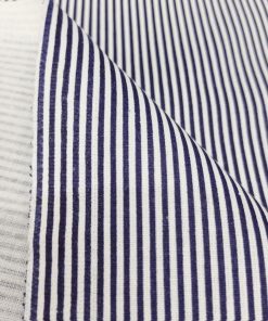 Lacivert Beyaz Çizgili Poplin Kumaş AYT