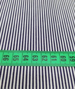 Lacivert Beyaz Çizgili Poplin Kumaş AYT