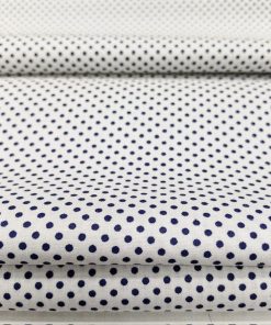 Lacivert Beyaz Minik Puantiyeli Poplin Kumaş AYT