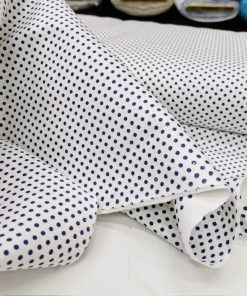 Lacivert Beyaz Minik Puantiyeli Poplin Kumaş AYT