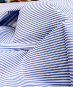 Mavi Beyaz Çizgili Poplin Kumaş AYT