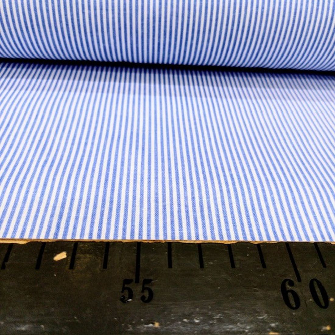 Mavi Beyaz Çizgili Poplin Kumaş AYT