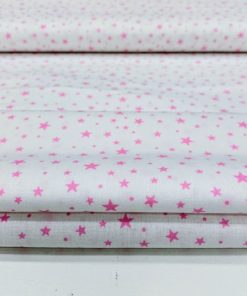 Minik Pembe Yıldızlı Poplin Kumaş AYT