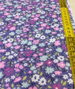Mor Minik Çiçekli Poplin Kumaş AYT