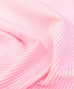 Pembe Beyaz Çizgili Poplin Kumaş AYT