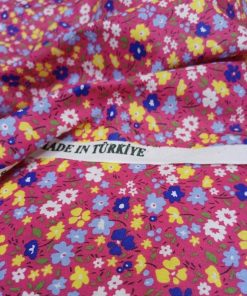 Pembe Çıtır Çiçekli Poplin Kumaş AYT