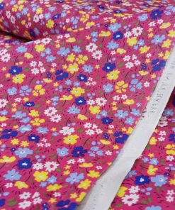 Pembe Çıtır Çiçekli Poplin Kumaş AYT