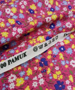 Pembe Çıtır Çiçekli Poplin Kumaş AYT