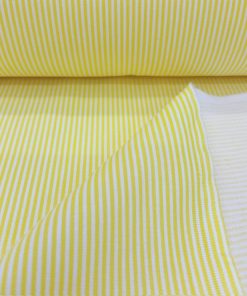 Sarı Beyaz Çizgili Poplin Kumaş AYT