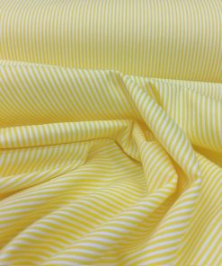 Sarı Beyaz Çizgili Poplin Kumaş AYT