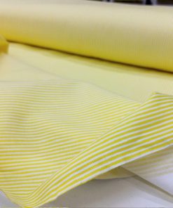 Sarı Beyaz Çizgili Poplin Kumaş AYT