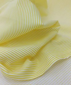 Sarı Beyaz Çizgili Poplin Kumaş AYT