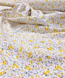 Sarı Minik Çiçekli Poplin Kumaş AYT