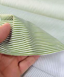 Yeşil Beyaz Çizgili Poplin Kumaş AYT