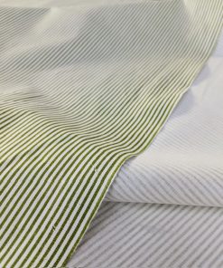 Yeşil Beyaz Çizgili Poplin Kumaş AYT