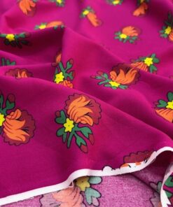 Etnik Desenli Viskon Kumaş Fuşya Pembe HSY