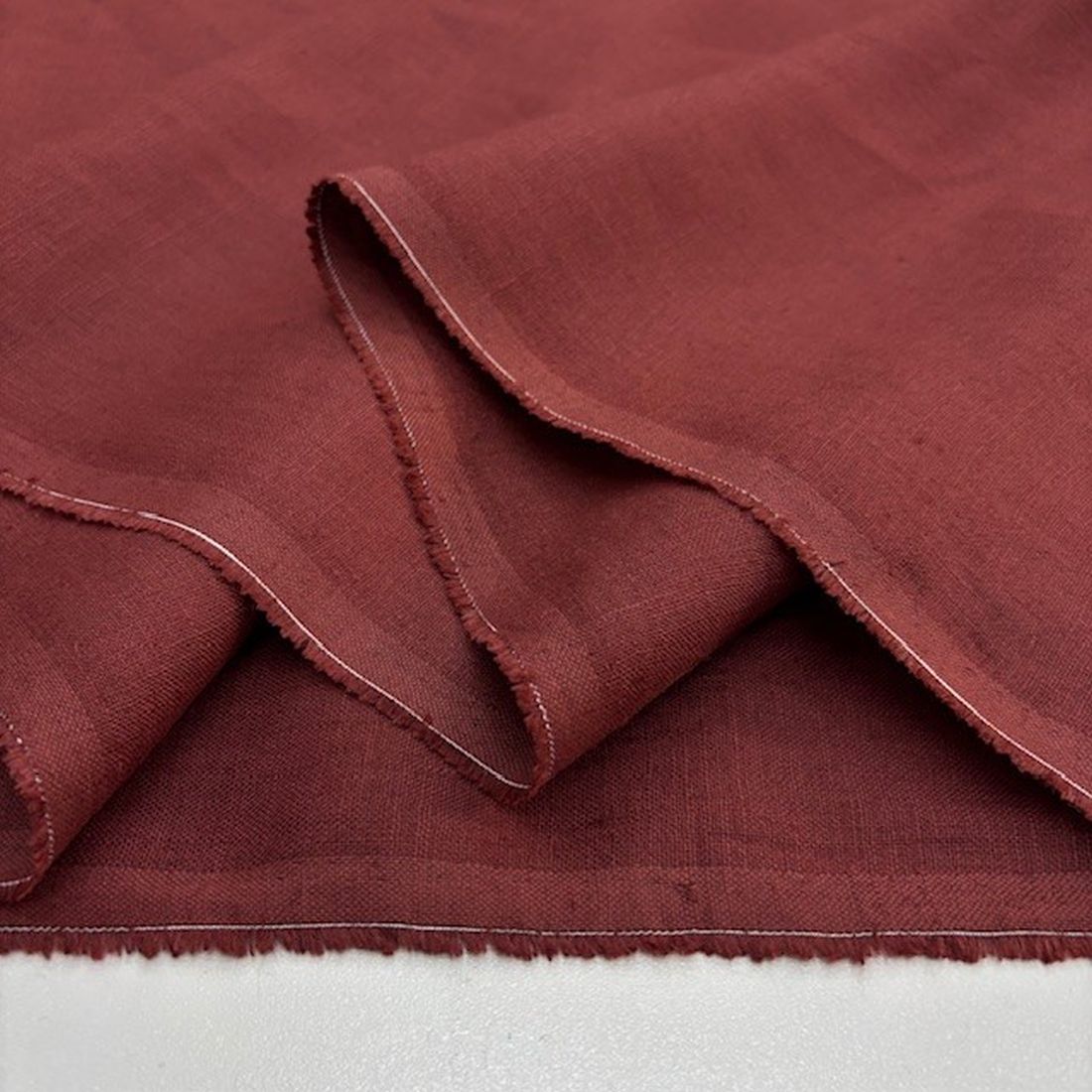 Kiremit Bordo 100% Keten Kumaş KT