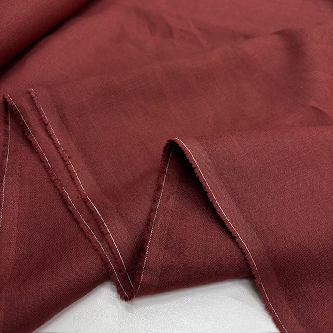 Kiremit Bordo 100% Keten Kumaş KT
