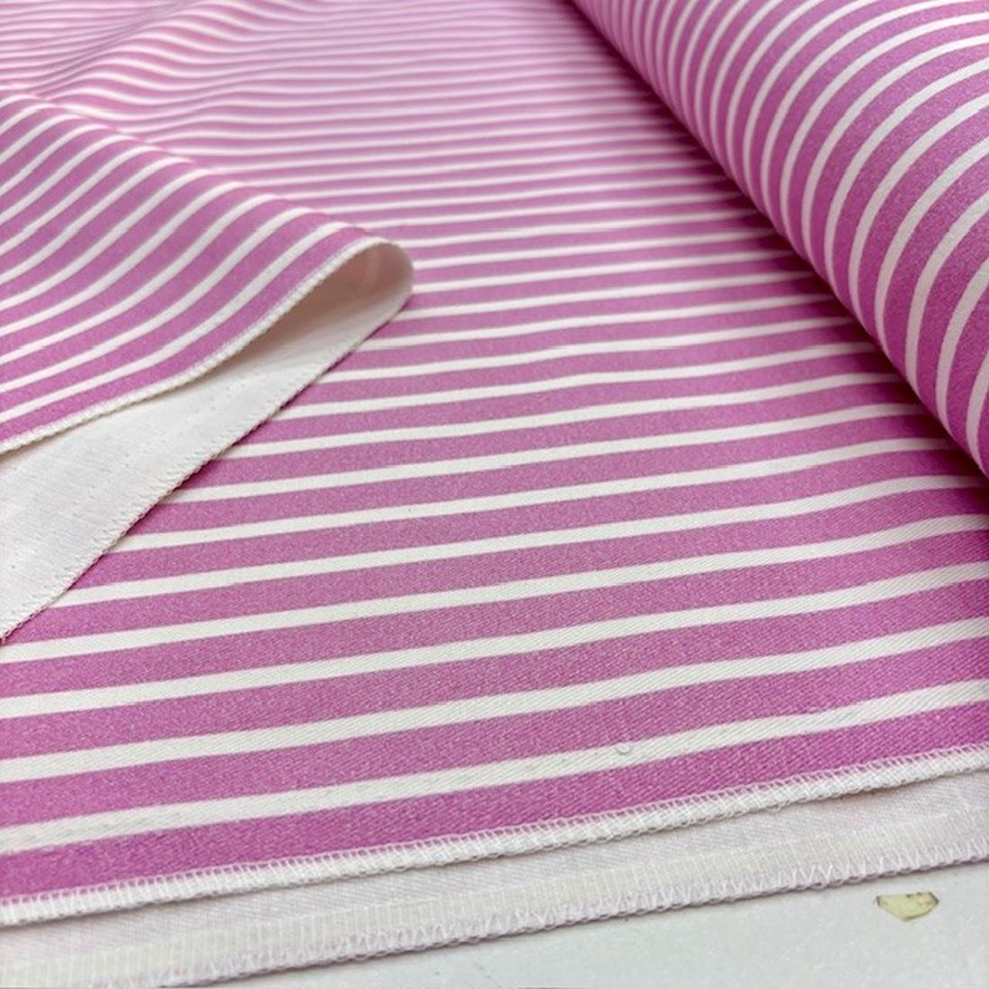 Pembe Çizgili Likralı Kot Kanvas Kumaş YNS