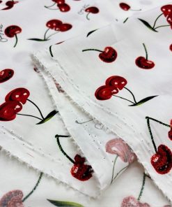 Kiraz Desenli Pamuk Poplin Kumaş BYR