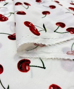 Kiraz Desenli Pamuk Poplin Kumaş BYR