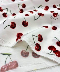 Kiraz Desenli Pamuk Poplin Kumaş BYR