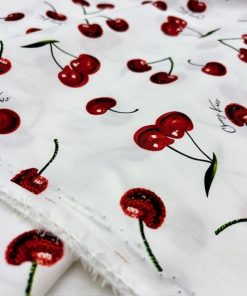 Kiraz Desenli Pamuk Poplin Kumaş BYR