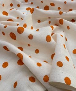 Orange Puantiyeli Saf Pamuk Vual Kumaş YVZ