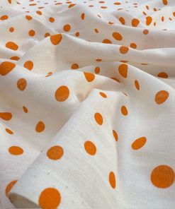 Orange Puantiyeli Saf Pamuk Vual Kumaş YVZ