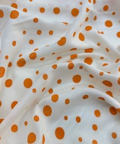 Orange Puantiyeli Saf Pamuk Vual Kumaş YVZ