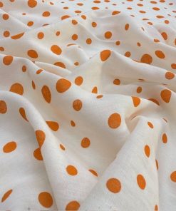 Orange Puantiyeli Saf Pamuk Vual Kumaş YVZ
