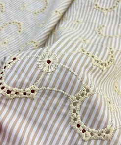 Özel Nakışlı Çizgili Poplin Fisto Kumaş YSE