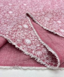 Pudra Pembe Çiçekli Pamuk Poplin Kumaş HS