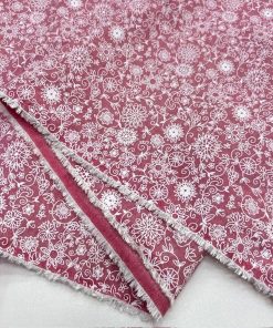 Pudra Pembe Çiçekli Pamuk Poplin Kumaş HS